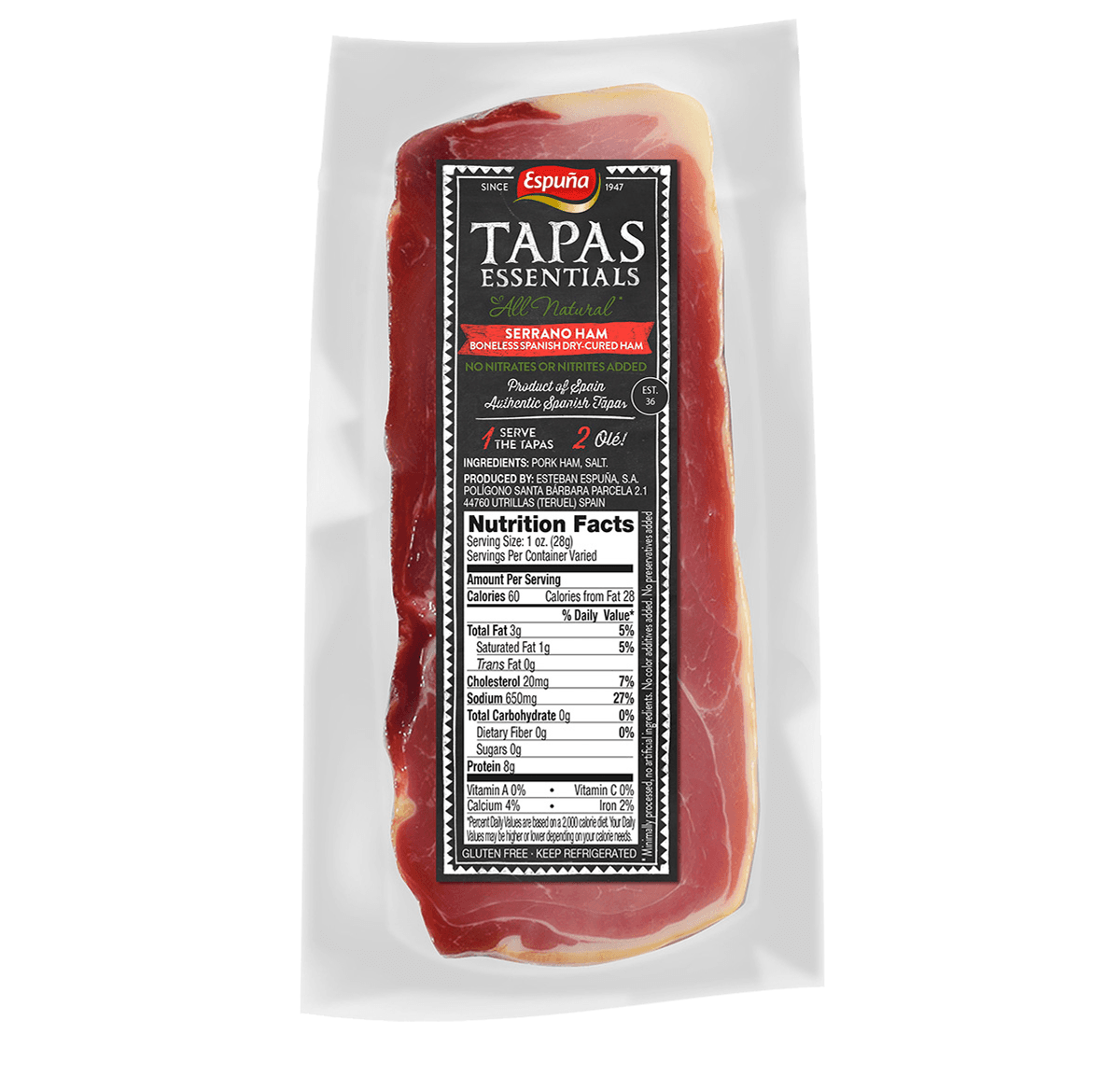 Serrano ham 1/4 block all natural